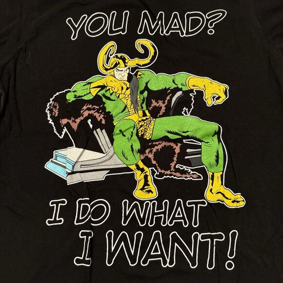MIGHTY FINE Marvel Comics Thor Loki Women's Jrs Tee Size XL Screenprint Black - Picture 3 of 6